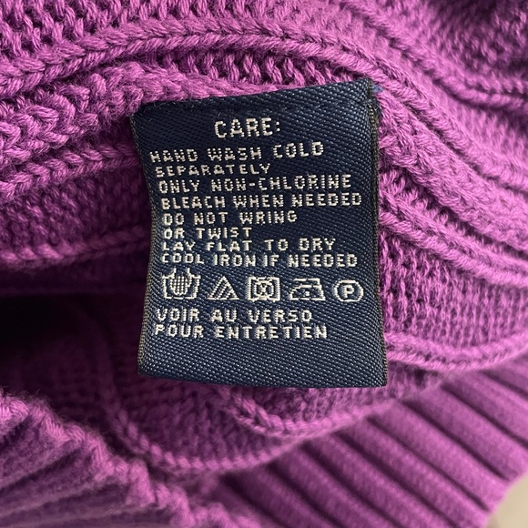 Ralph Lauren Purple Cable Knit V-Neck Cotton Sweater - Picture 5 of 16